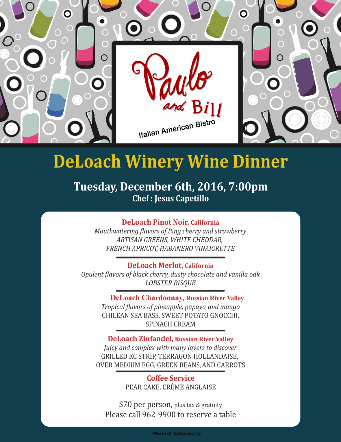 DeLoach Winery Wine Dinner
